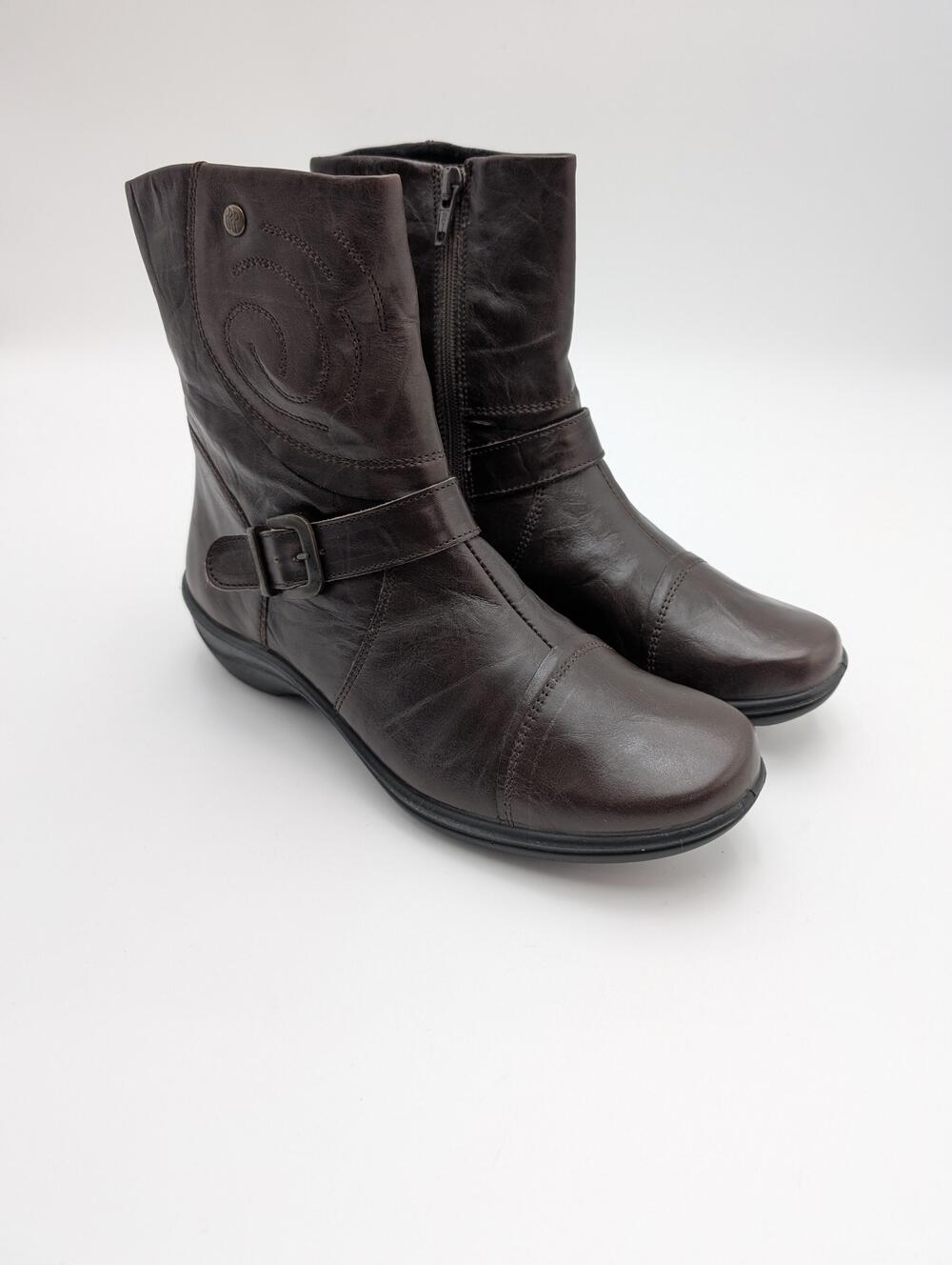 Romika Boots Womens Size 6.5 Brown Leather Ankle Buckle Wedge Comfort Shoes New